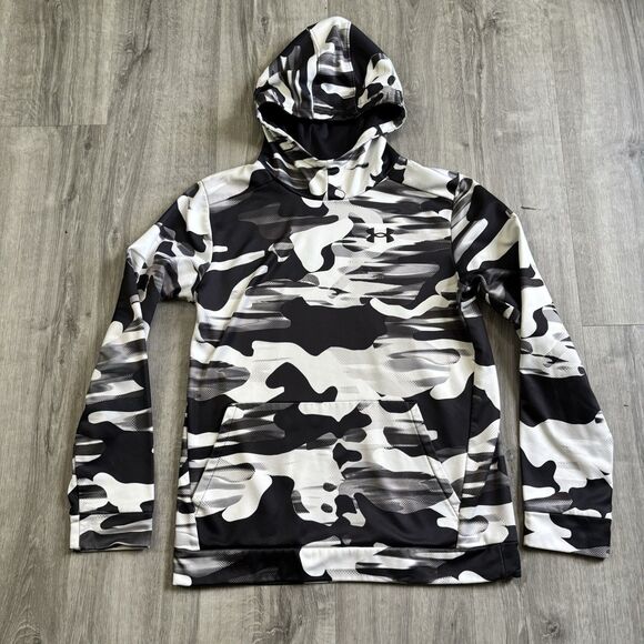 Under armour Other - Under Armour Camo Hoodie Pullover Sweatshirt Boys Size XL Youth Gray White Black